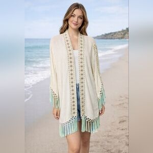 Anthropologie Z&L Peace /fringe Hippie Boho Style Beach Cover Up New With Tag